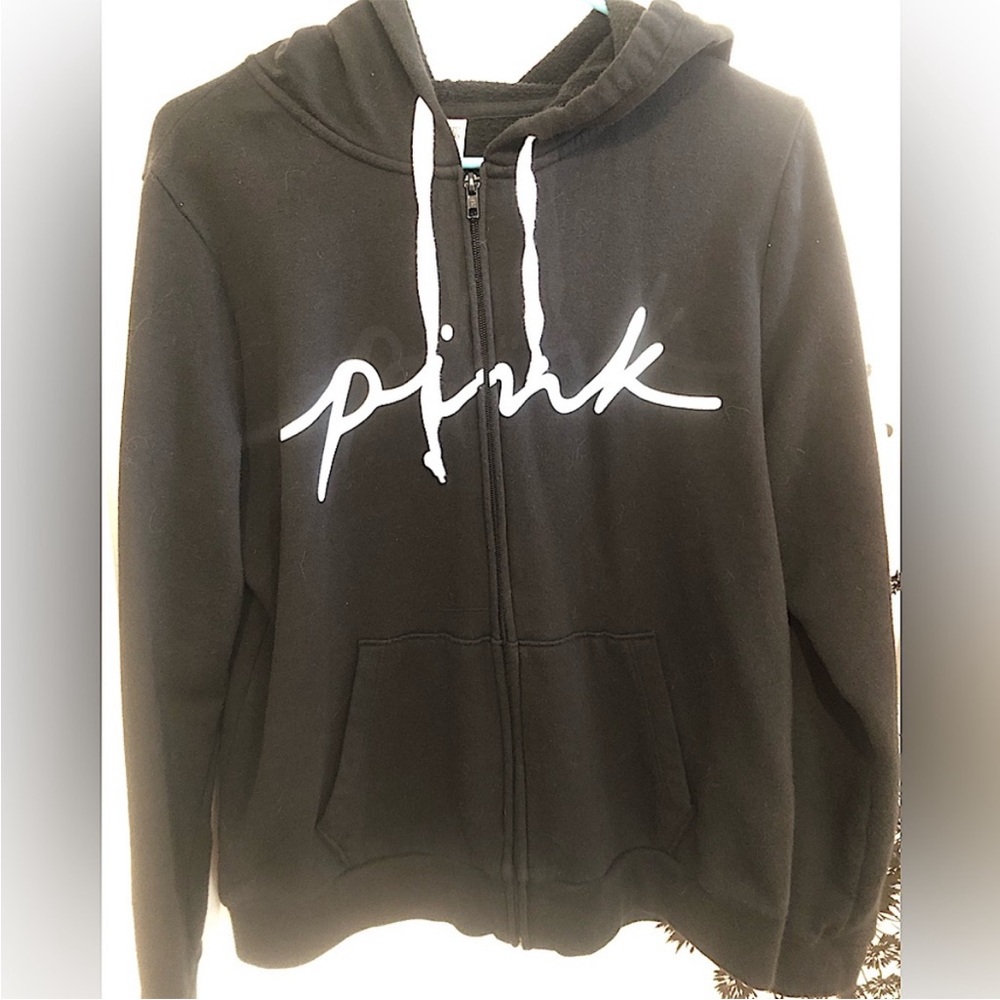 PINK Victoria's Secret Classic Black Zip Up Hoodie/Sweatshirt